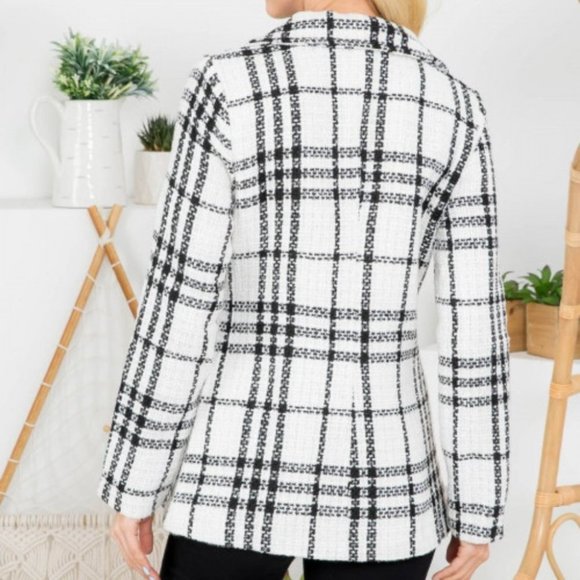 PLAID BLAZER BUTTON FRONT - Picture 3 of 5